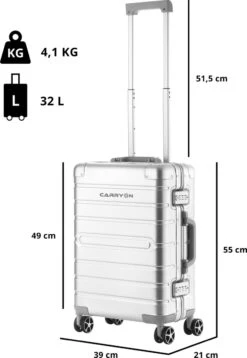 CarryOn ULD Handbagage - Luxe Aluminium Trolley 55cm - Dubbel TSA Slot - Dubbele Wielen - Aluminium -Mode Bagage Winkel 829x1200