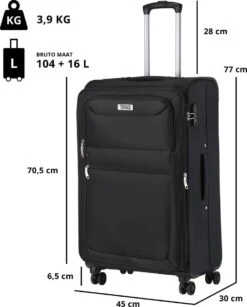 TravelZ Softspinner TSA Kofferset - 3-delige Zachte Trolleyset - Dubbele Wielen En Voorvakken Zwart -Mode Bagage Winkel 965x1200 1