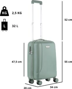 CarryOn Skyhopper Handbagage En Beautycase - 55cm TSA Trolley En Make-up Koffer - Olijf -Mode Bagage Winkel 966x1200