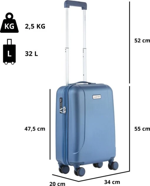 CarryOn Skyhopper Handbagage En Beautycase - 55cm TSA Trolley En Make-up Koffer - Blauw -Mode Bagage Winkel 971x1200 1