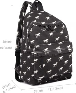 Miss Lulu Rugzak - Schooltas - Schoolrugzak Paarden - Premium Kwaliteit - Zwart (e1401h Bk) -Mode Bagage Winkel 983x1200 1