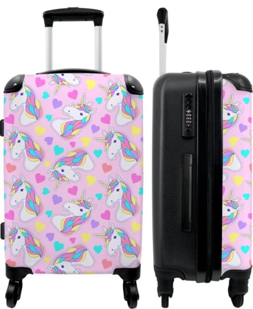 NoBoringSuitcases.com® Koffer Groot - Eenhoorn - Meisje - Patroon - Hartje - Trolley Koffer Met TSA-slot - Met Wielen - 90 Liter - Reiskoffer - 66 Cm -Mode Bagage Winkel 985x1200 6