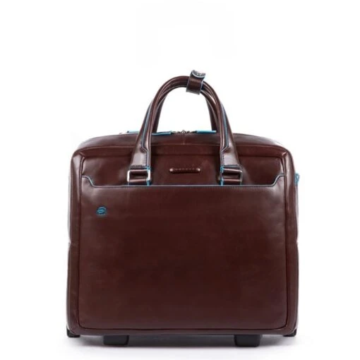 Piquadro Black Square Briefcase With Wheels Brown -Mode Bagage Winkel image 1320