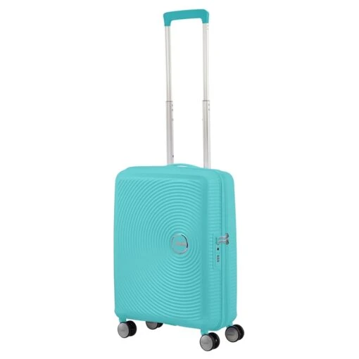 American Tourister Soundbox Spinner 55 Expandable Poolside Blue -Mode Bagage Winkel image 679